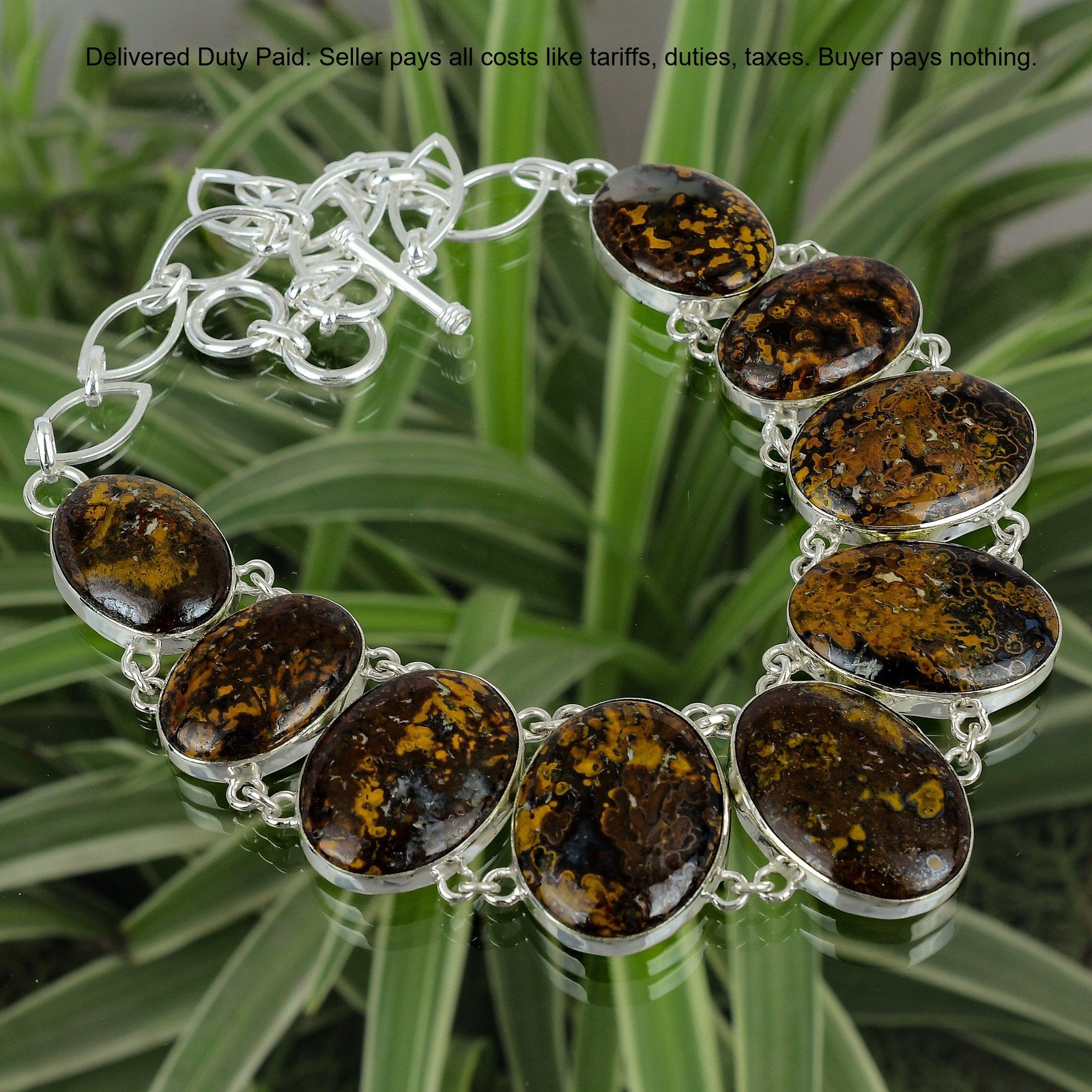 Oval Mariam Jasper Stone 925 Sterling Silver Chain Anniversary Necklace Jewelry
