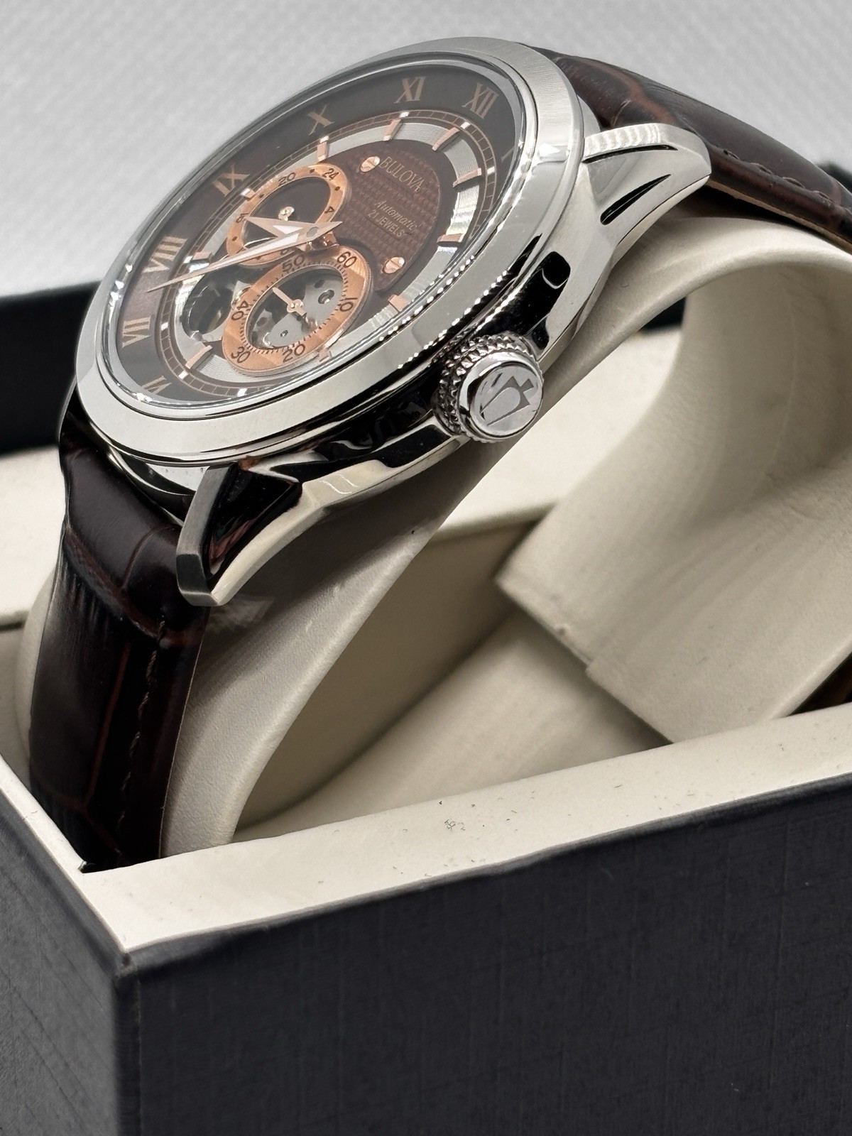 NOS Bulova Sutton BVA Automatic Open Heart 96A120 Men’s Watch w/ Box – Unworn