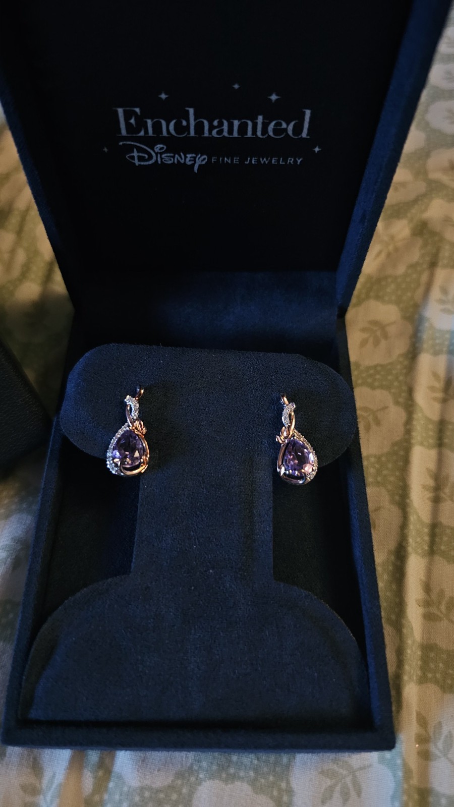 Jewelili Enchanted Disney Fine Jewelry Rapunzel Earrings for Women | 14K Rose Go