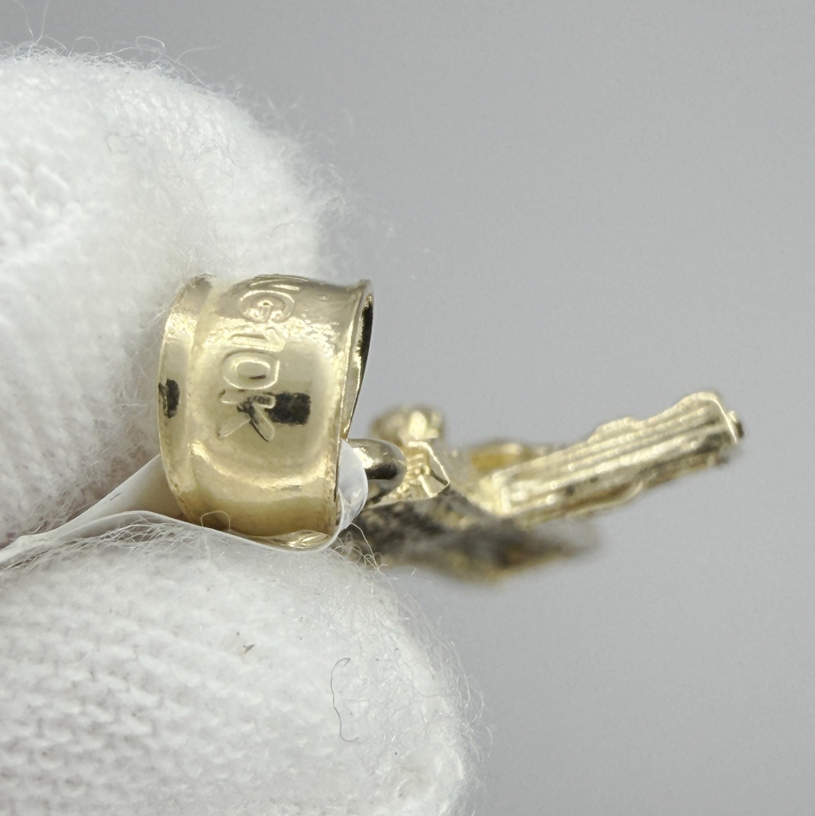 10k Yellow Gold Nugget Crucifix Cross Religious Charm Pendant Jewelry Gift Him