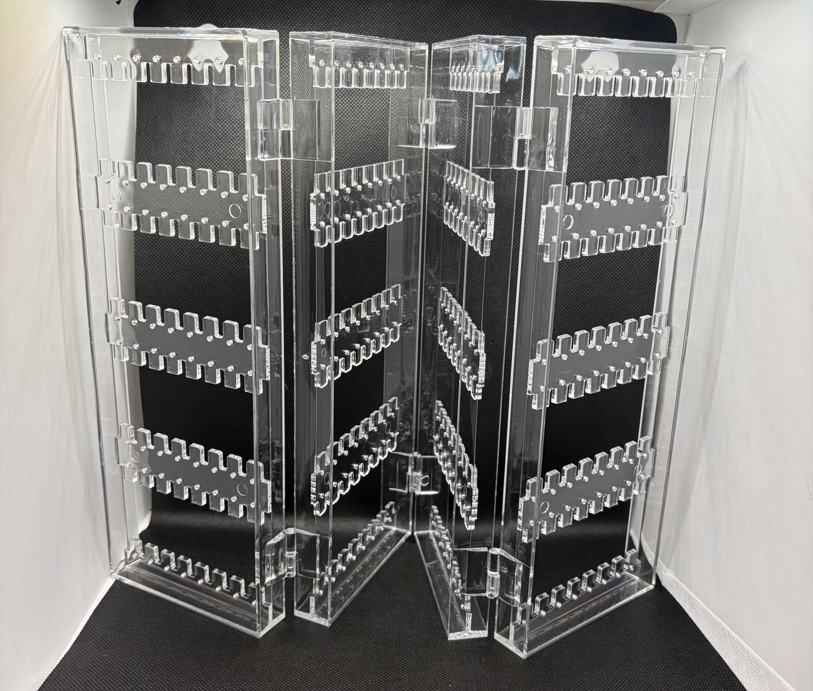Foldable Clear Acrylic Jewelry Earring Organizer – 4-Panel Display