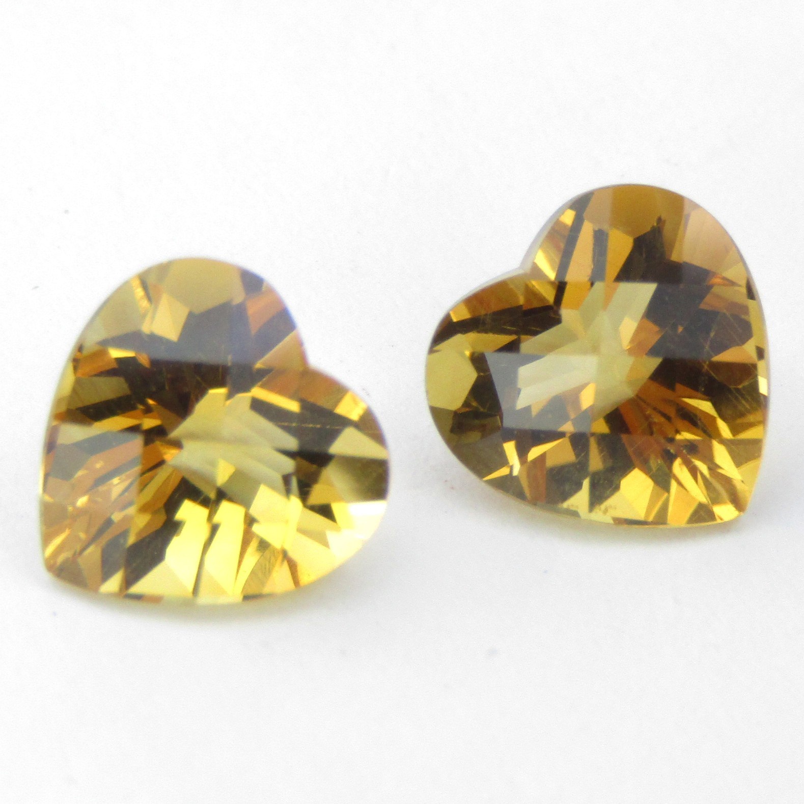 3.38Cts Glittering Natural Yellow Citrine 8mm Heart Shape Checker Cut Pair