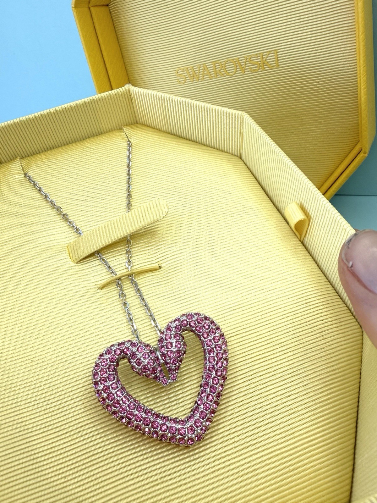 SWAROVSKI Heart Necklace Sublima Pendant Large Pink Crystals New Boxed