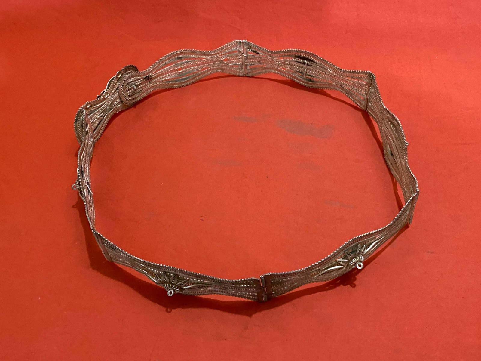 OLD ALBANIA FILIGREE BELT BUCKLE ORNAMENT FOLK COSTUME WEAR