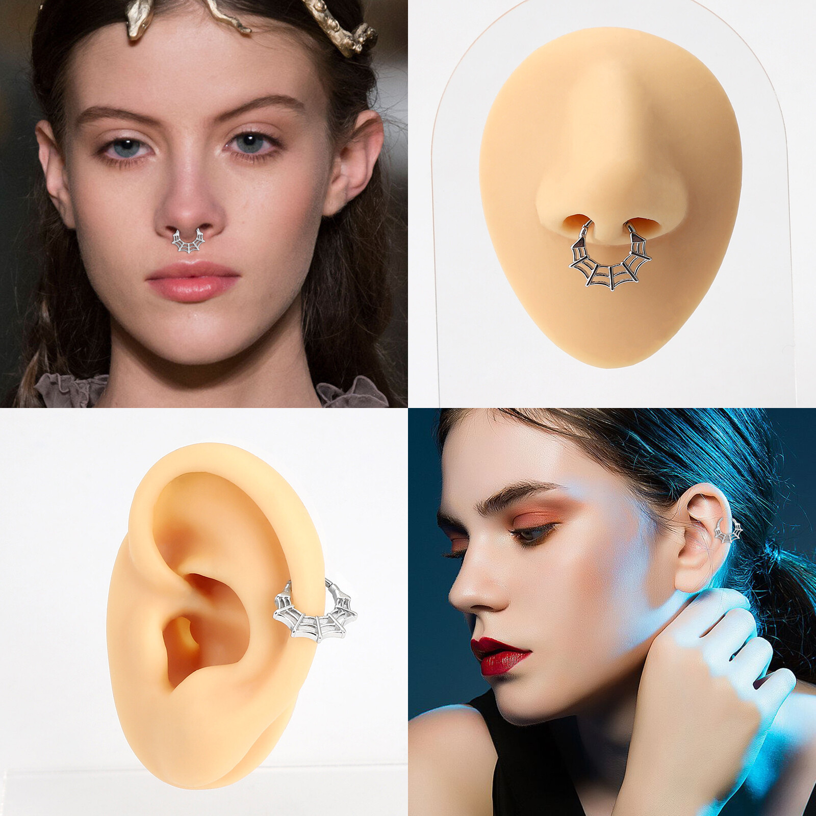 16G Surgical Steel Septum Ring Nose Rings Hinged Hoop Earring Septum Clicker 1PC