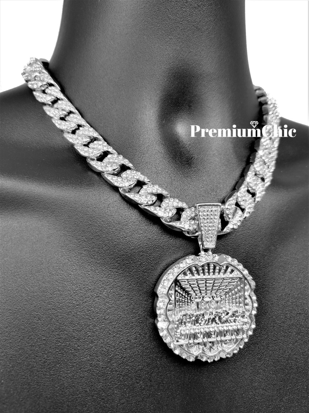 XL Last Supper Pendant w Cuban or Rope Chain Necklace Plated Hip Hop CZ Jewelry