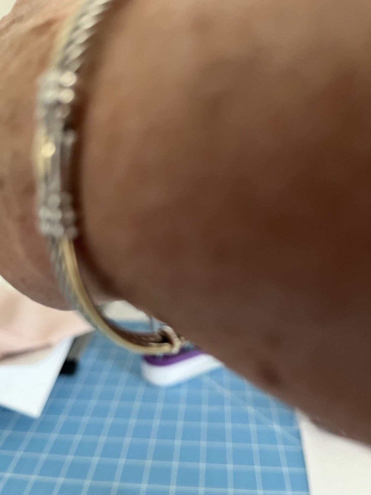 David Yurman 925 SS and 18K YG Two Tone Crossover Cable Bracelet S/M size