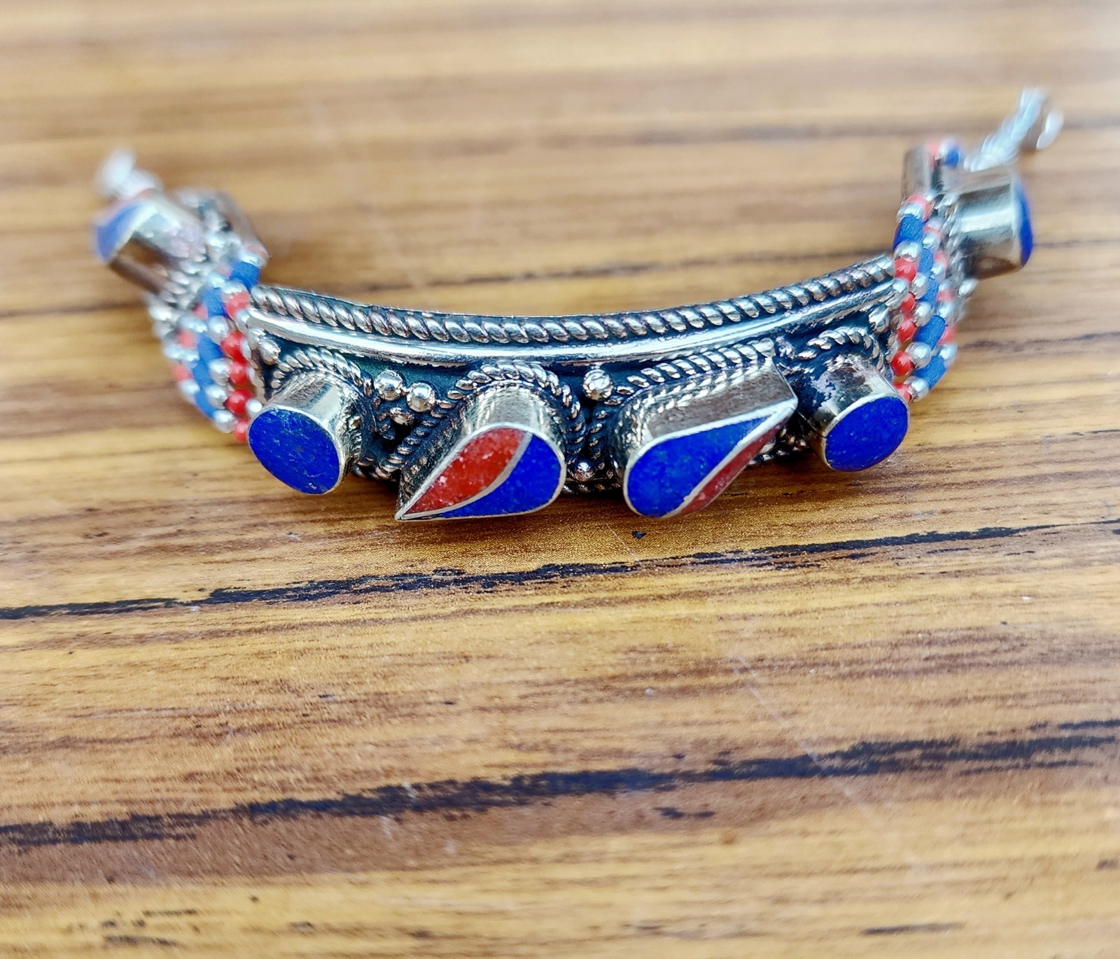 Nepali Statement Women Necklace Earring Set Lapis Turquoise Tibetan Jewelry