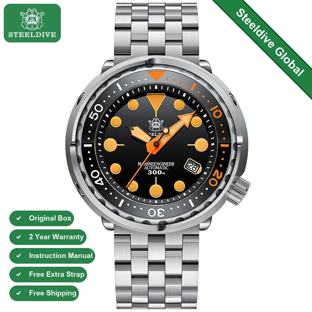 STEELDIVE SD1975V Mens 47.5mm 300M Automatic Dive Watch NH35 Sapphire Steel