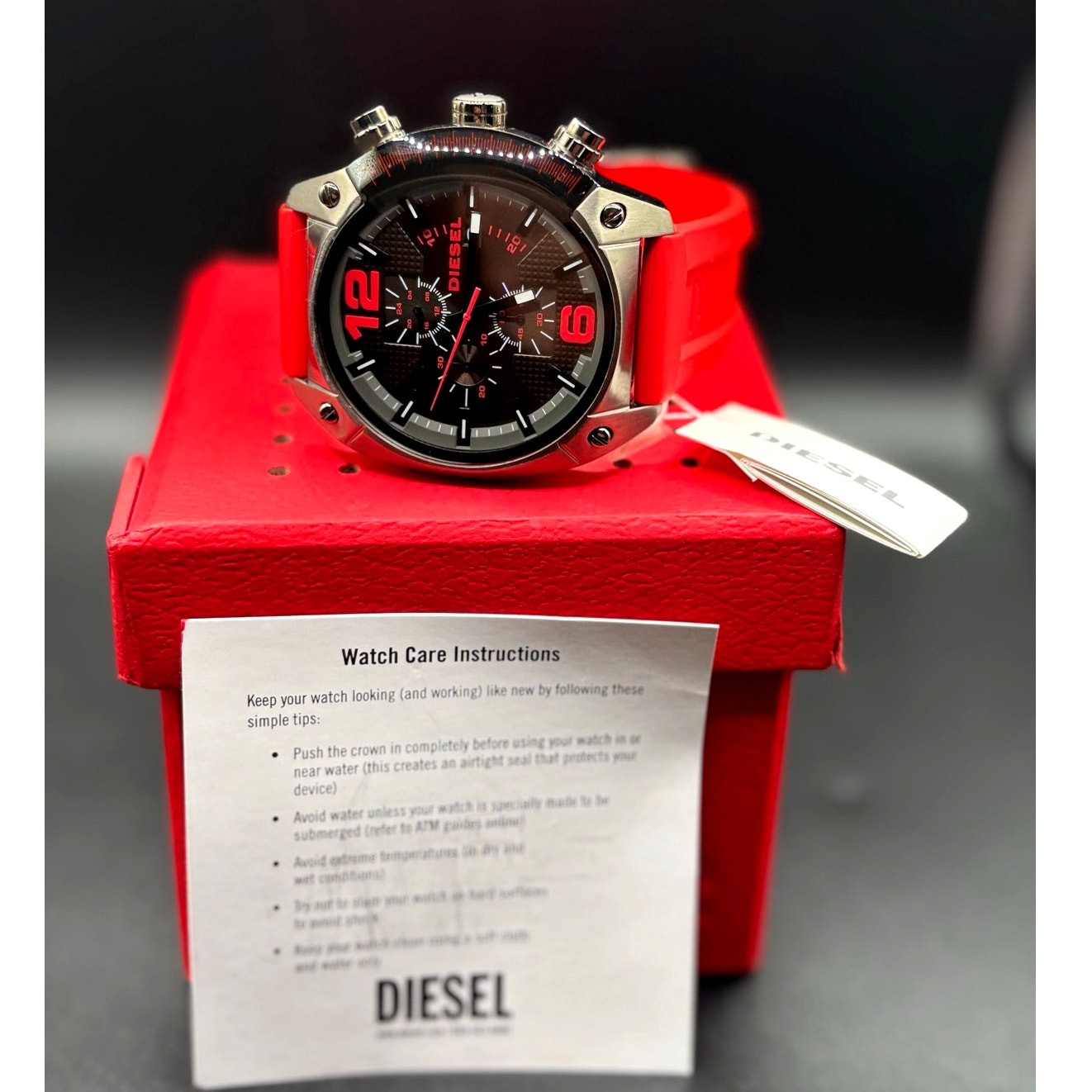 Diesel Overflow DZ4481 Chronograph Red Silicone 55mm Men’s Watch