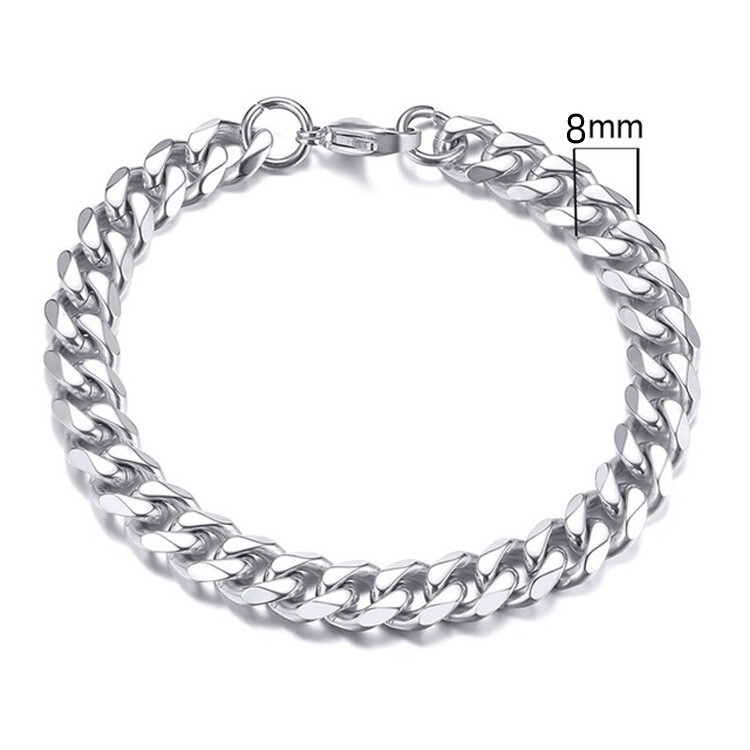 Curb bracelet solid stainless steel 6-11 mm wide / 18-23 cm men’s women gift