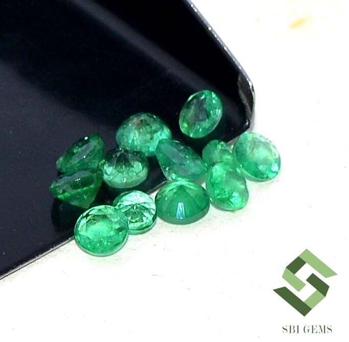 3 mm To 4 mm Natural Emerald Round Cut Lot 12 Pcs 2.12 CTS Untreated Loose Gems