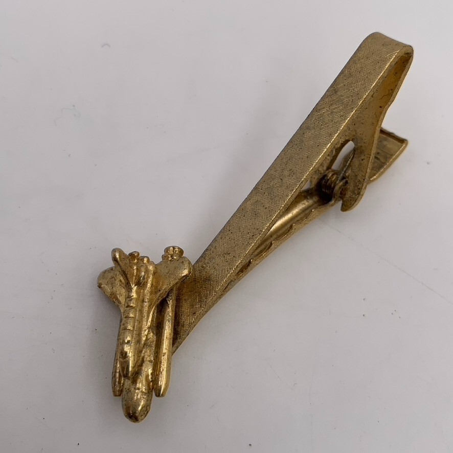 NASA Space Shuttle Rocket Launch Challenger Tie Bar 2″ Gold Tone Strong Clip