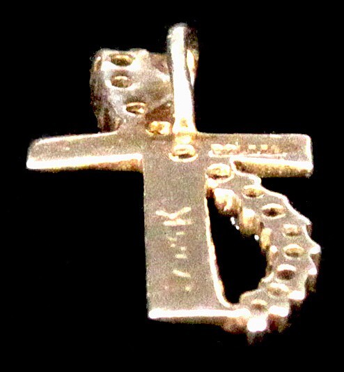 Vintage Bolivia Gold Sterling Silver Rhinestone Methodist Cross Charm Pendant