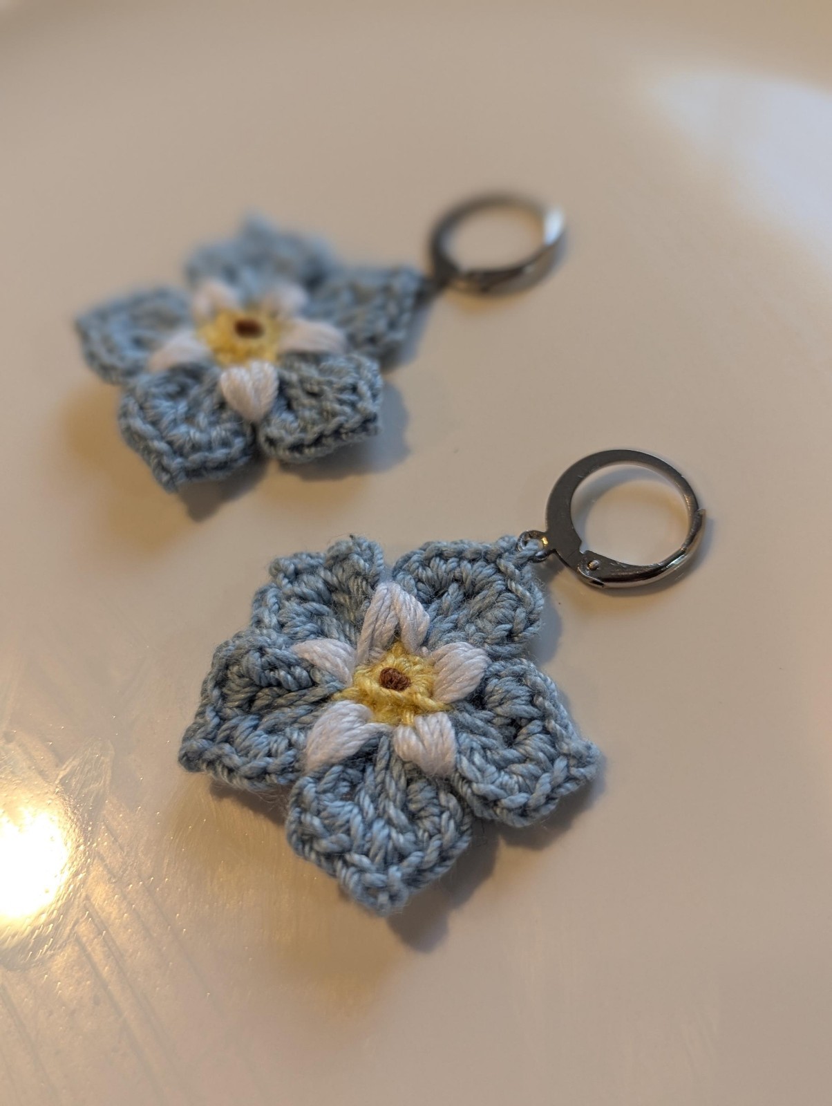 **Forget Me Not Crochet Earrings Romantic Statement Handmade Jewelry**