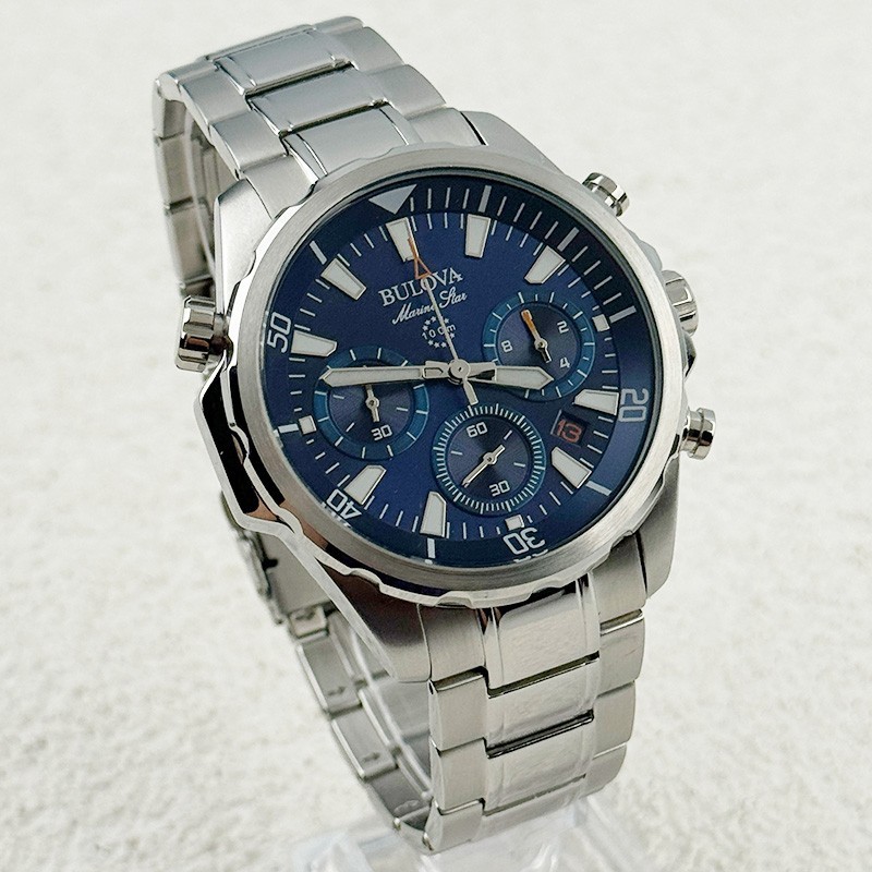 Bulova Marine Star 96B256 Blue Dial Men’s Chronograph Quartz Watch 43mm