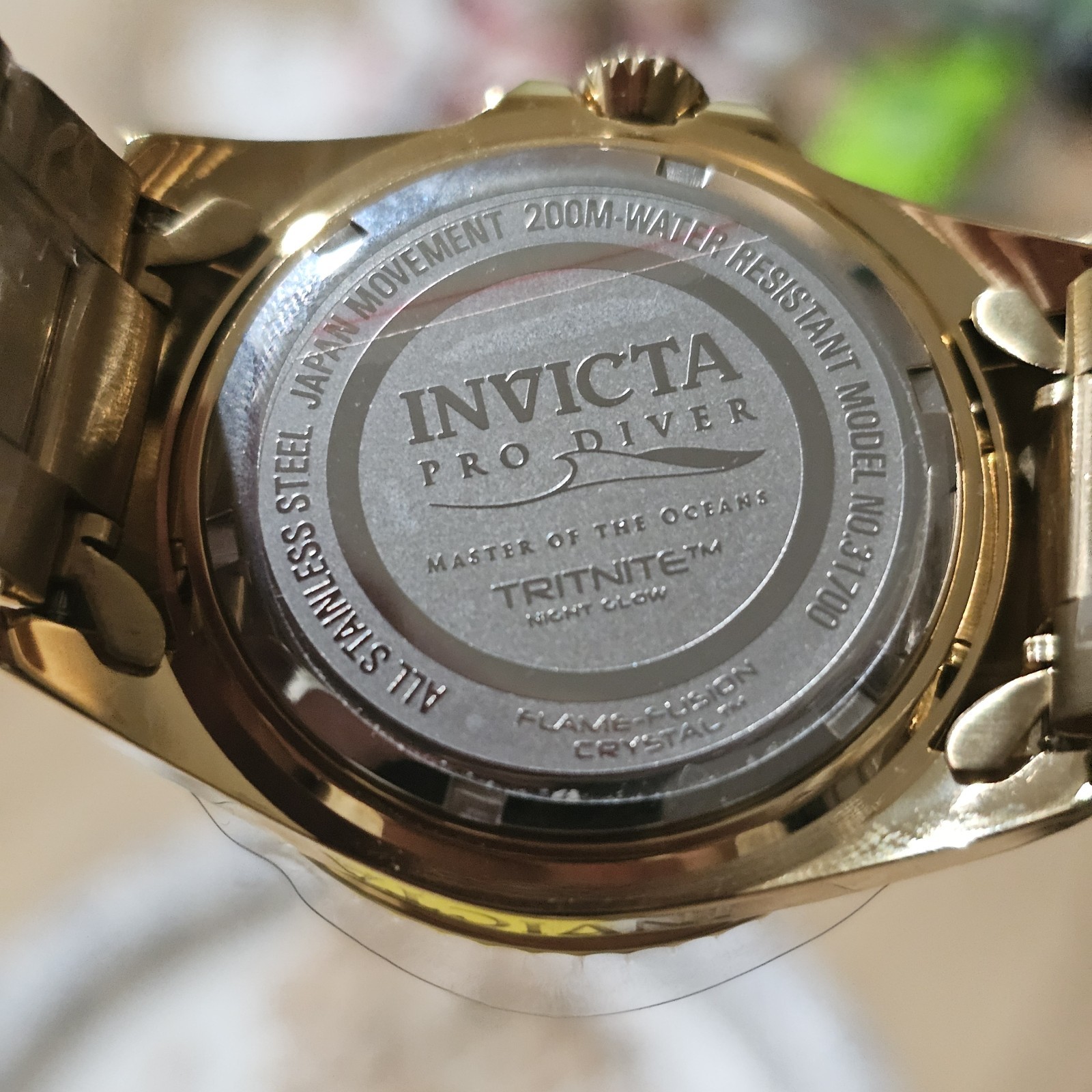 Invicta Women’s Gold Pro Diver Watch No. 31700 Flame Fusion Crystal Tritnite NEW