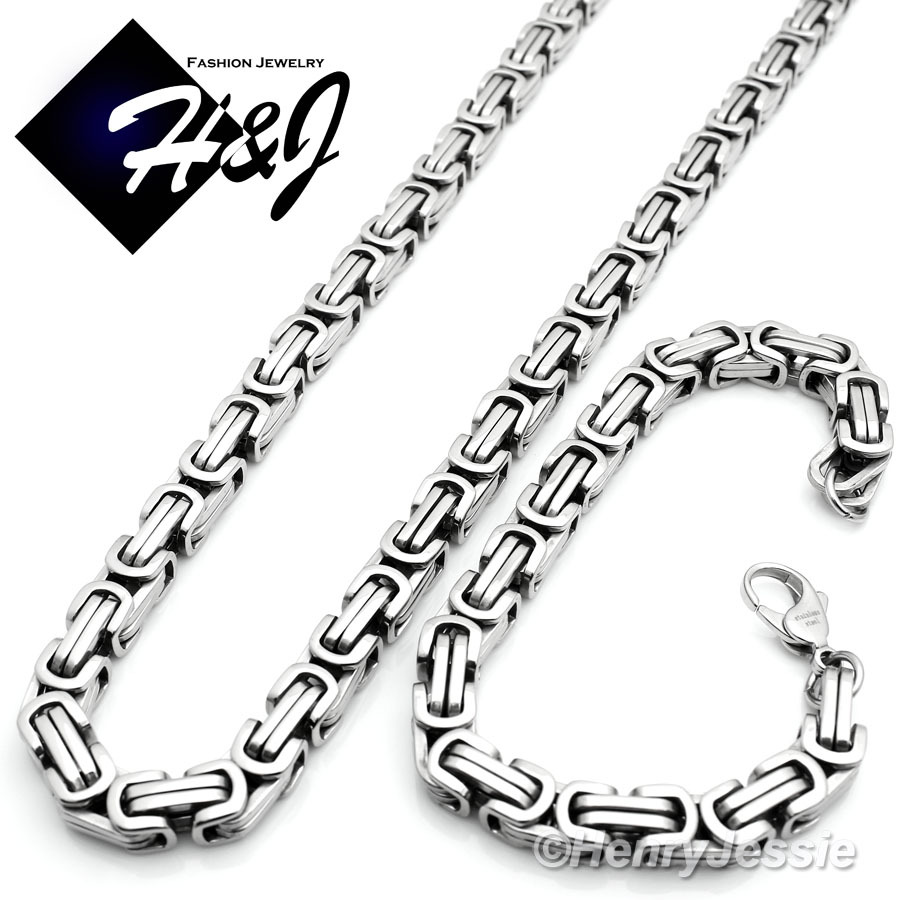 18″-40″Stainless Steel 9mm Silver/Gold/Black Plated Box Chain Necklace Bracelet