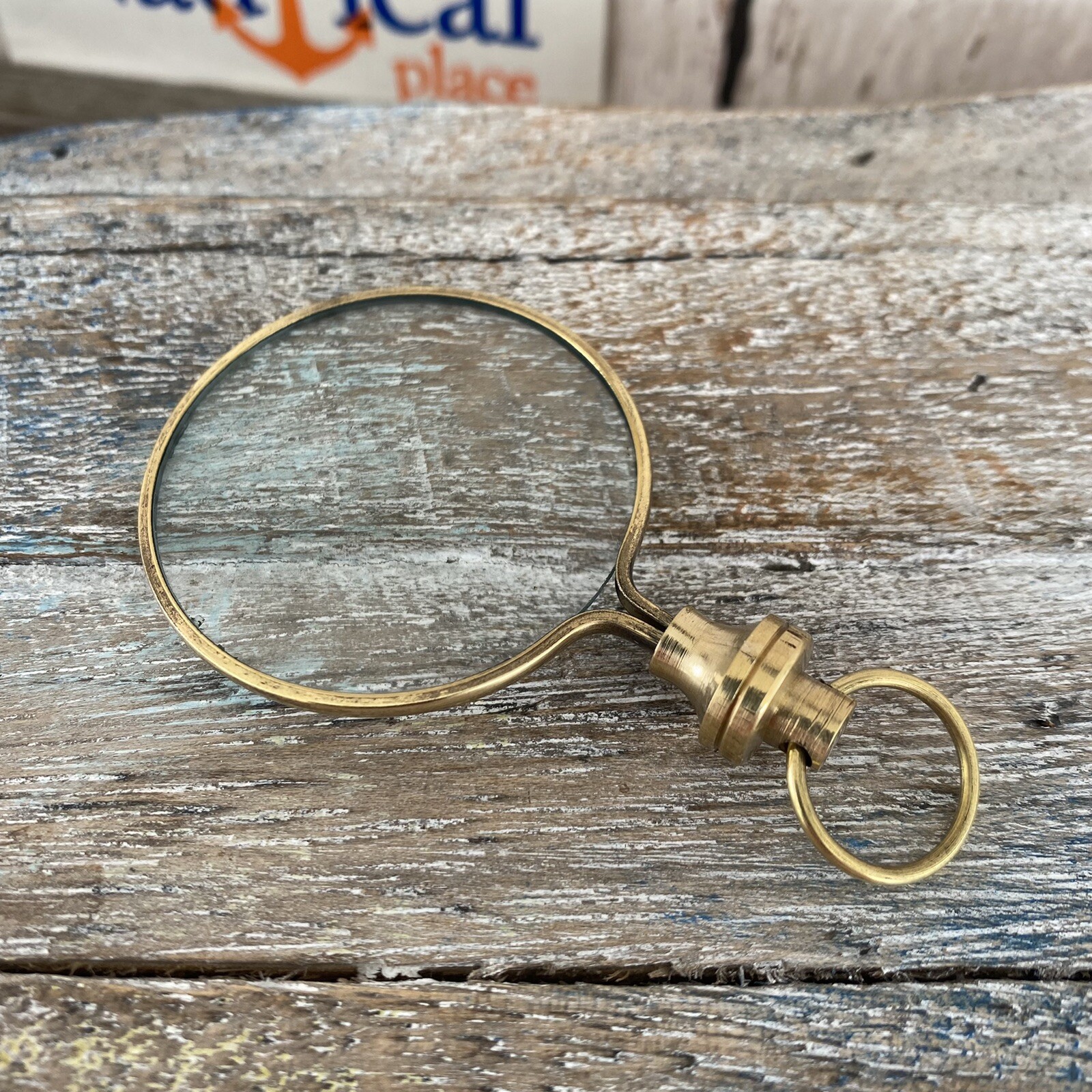 Magnifying Glass Necklace w/ Optional 27″ Chain, Brass Magnifier Monocle Pendant