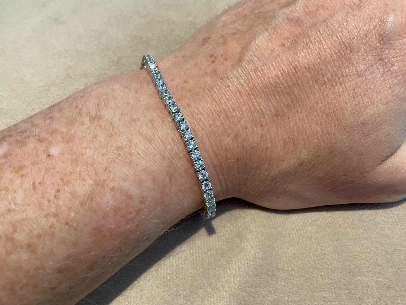 10.35 Carat Lab Created Diamond Tennis Bracelet Platinum Plated 925 6.5 Inch 3mm