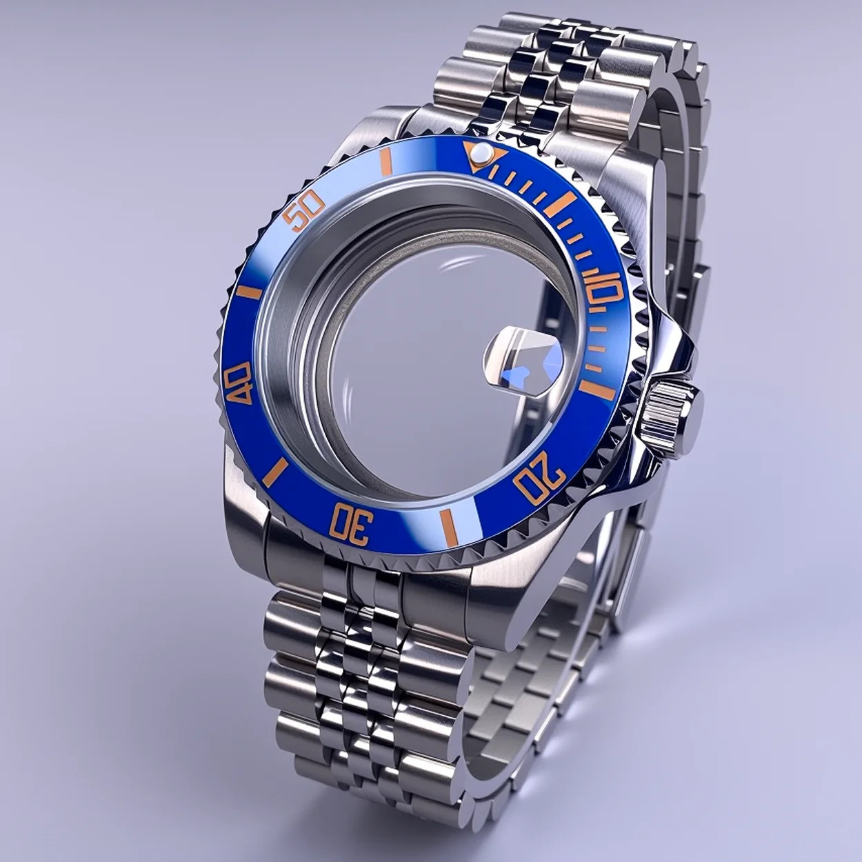 40mm Watch Case Sapphire Crystal NH35 Compatible 120-Click Bezel Water Resistant