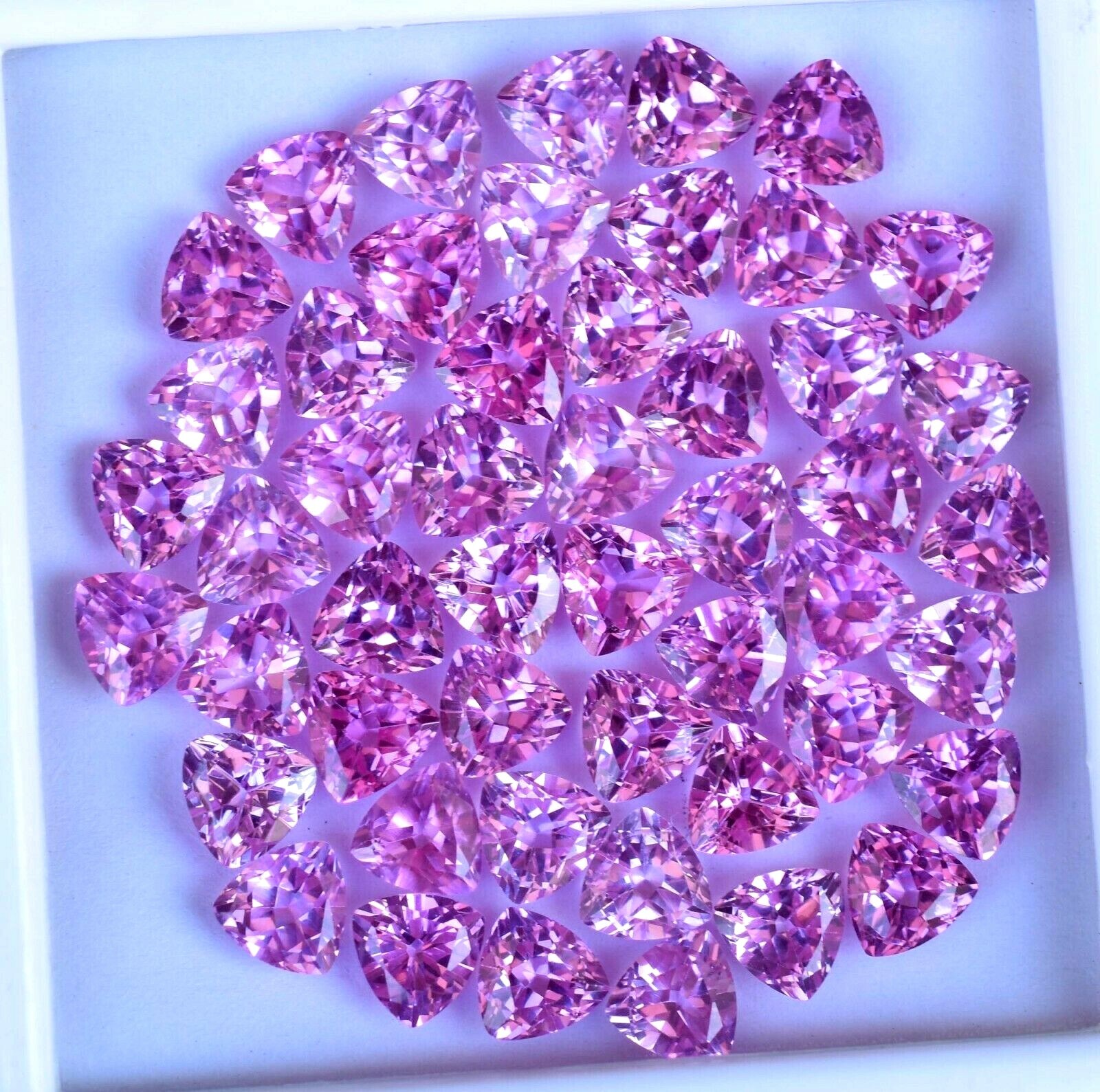 Natural 50 Pcs Mogok Pink Ruby Trillion 6.90 MM Certified AAA+ Treated Gemstone