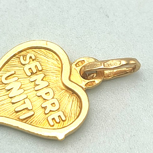 Unoaerre 18K Yellow Gold Vintage Heart Charms “Divided But Always United”