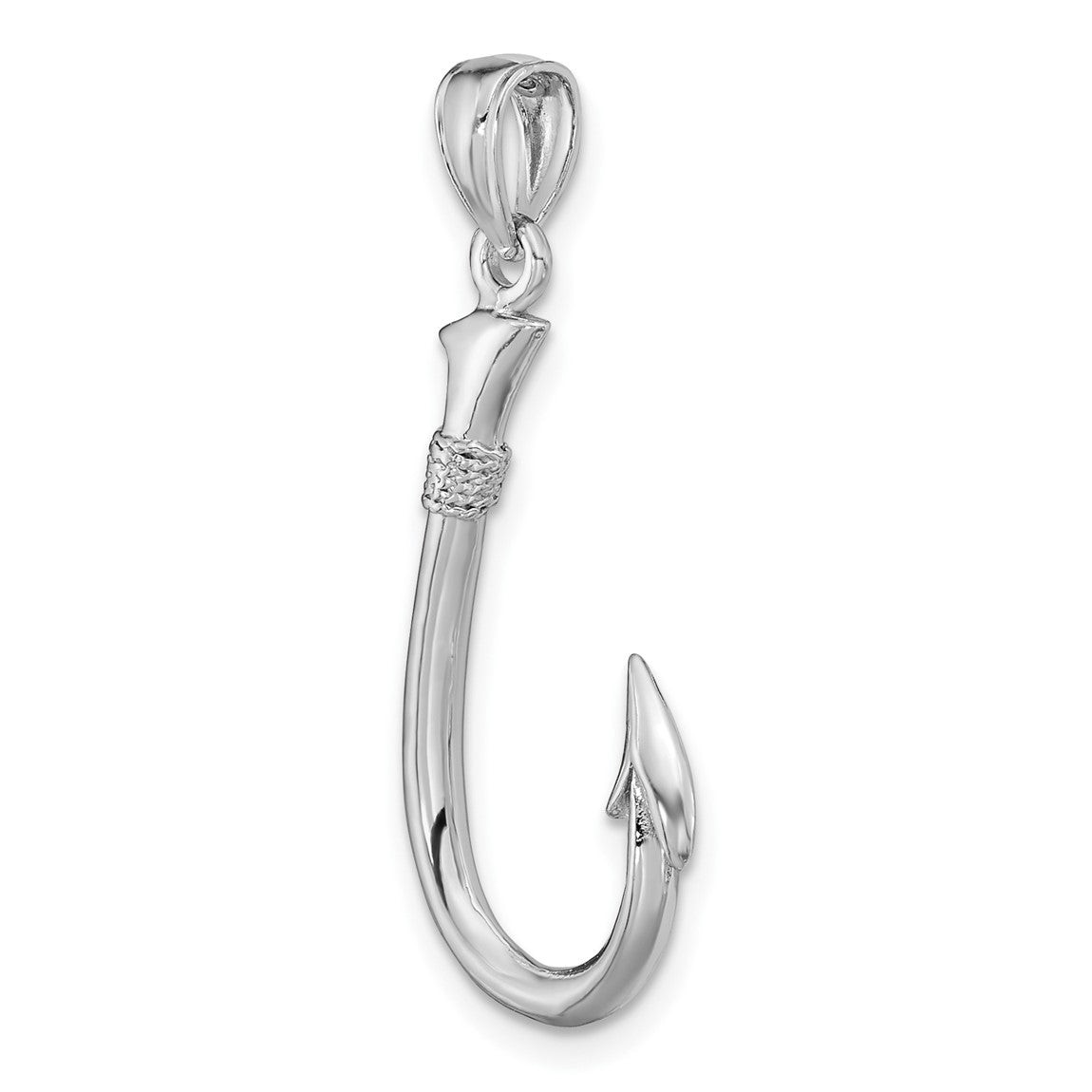 14k White Gold 3-D Fish Hook Pendant