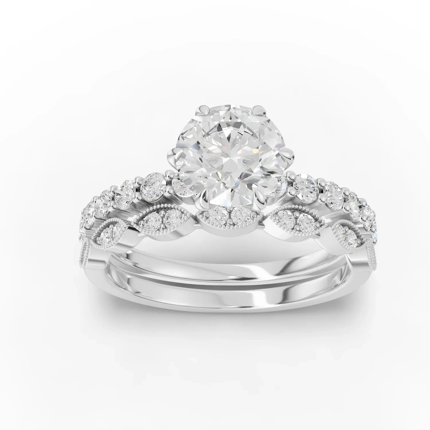 1.43 Ct Round Solitaire Lab Grown Diamond Prong Set Ring 18K White Gold