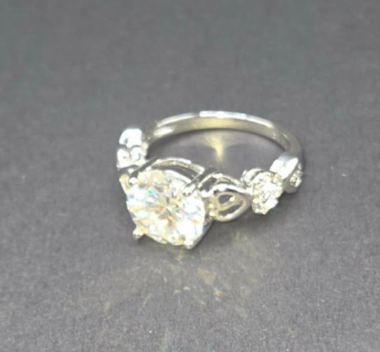 New 2ct Moissanite Ring Size 7 Sterling Silver Open Heart Band Solitaire Sparkle