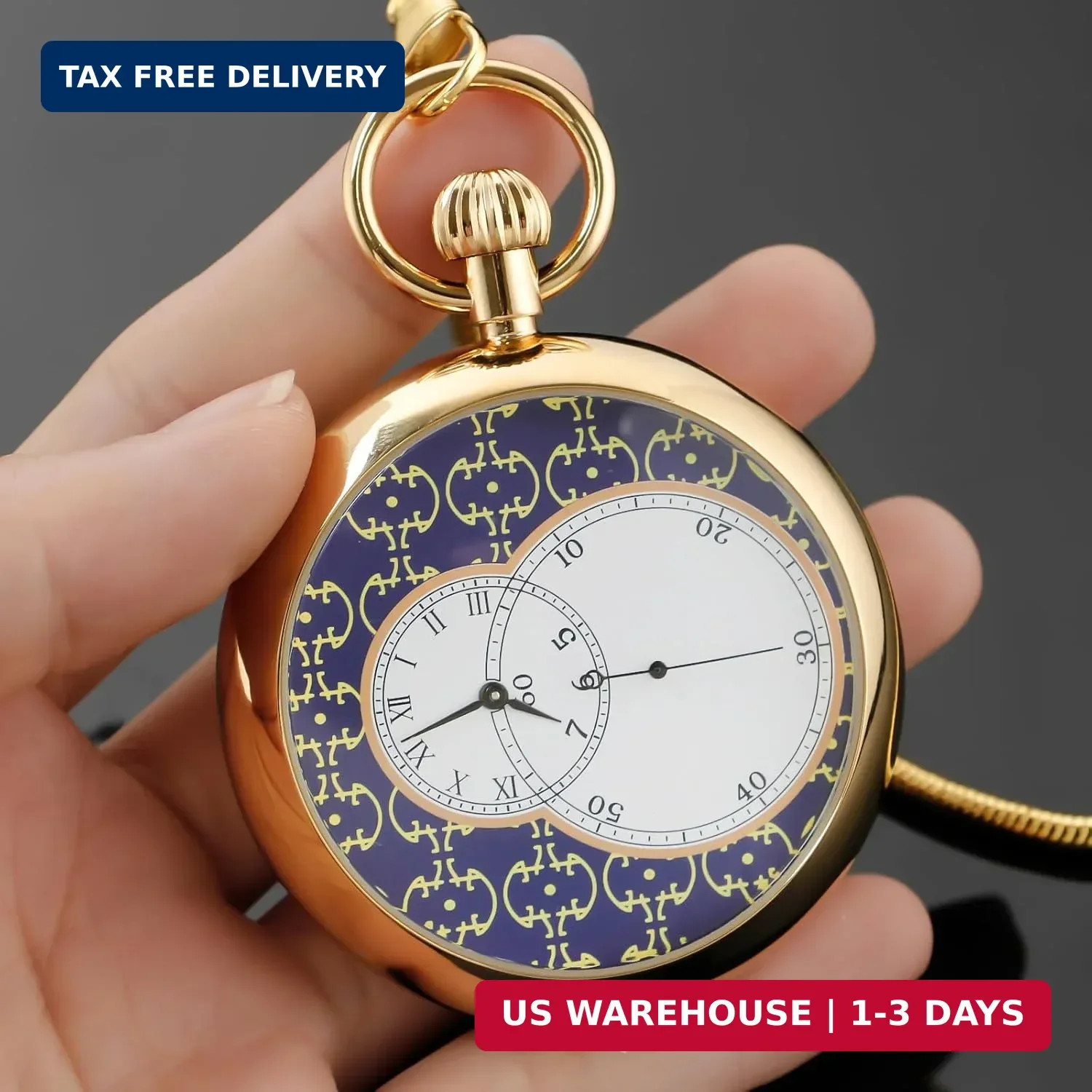 Tourbillon Day&Moon Phase Display Pocket Watch,Mens London Vintage Copper Hand-W
