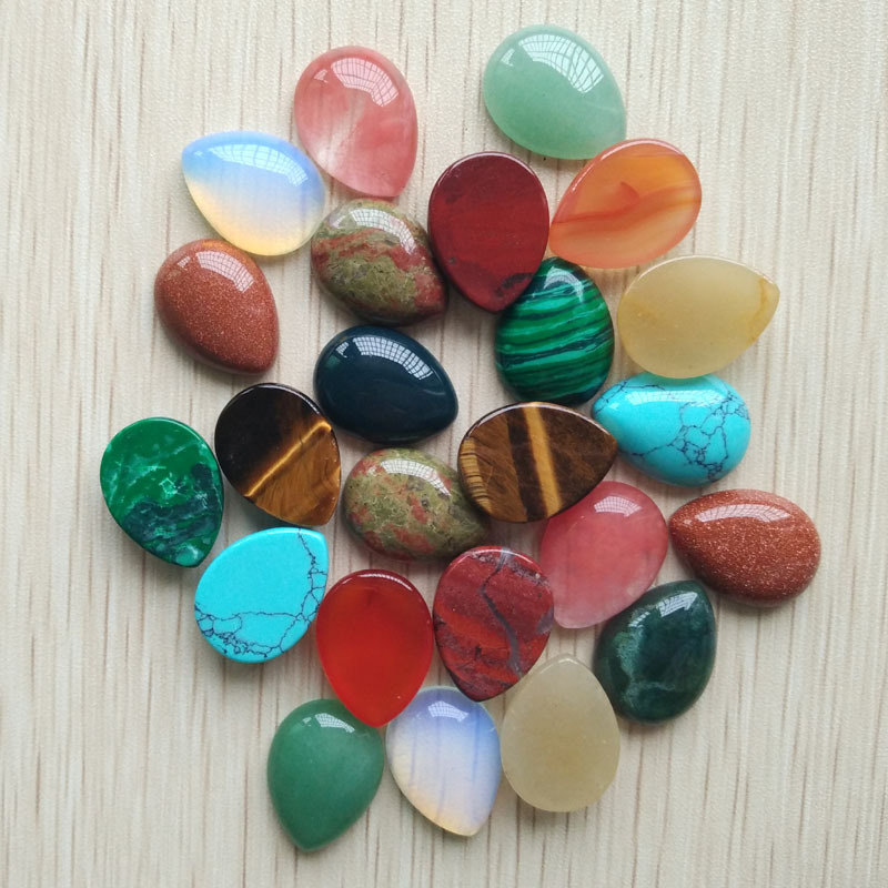 Wholesale 24pcs Assorted Natural stone teardrop CABOCHON Stone 15x20mm No Holes