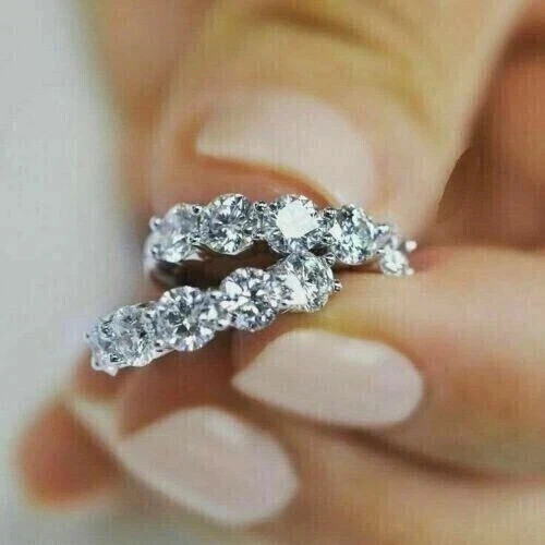2 CT Round Cut Lab Created Moissanite Huggie Hoop Earrings 14k White Gold Finish