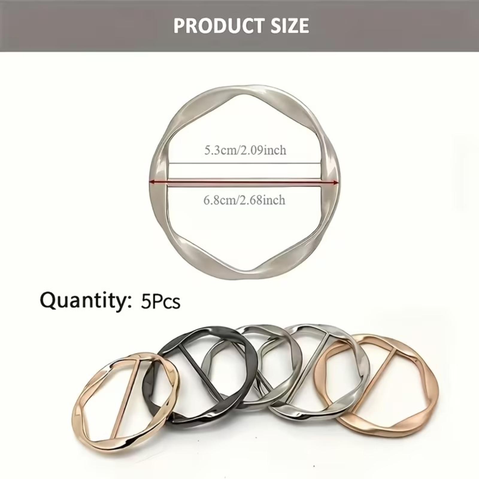 5Pcs Metal T Shirt Clips Scarf Ring Buckle Waist Cinch Hem Tie Clothing Fastener