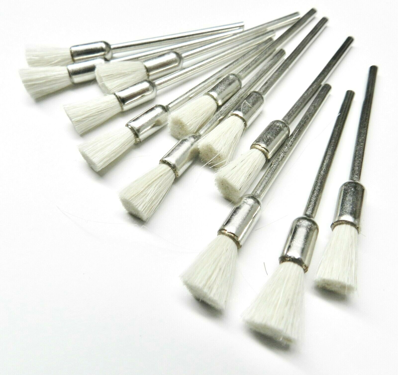 Soft End Bristle Brush Mounted 3/16″ Ferrule 3/8″ Trim 3/32″ Shank Pack of 12