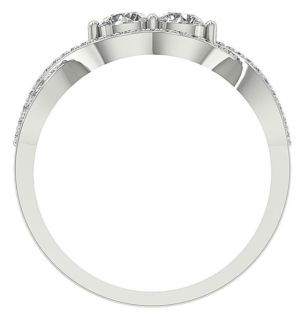 Forever Us Two Stone Solitaire Ring I1 G 0.85 Ct Round Diamond 14K Yellow Gold
