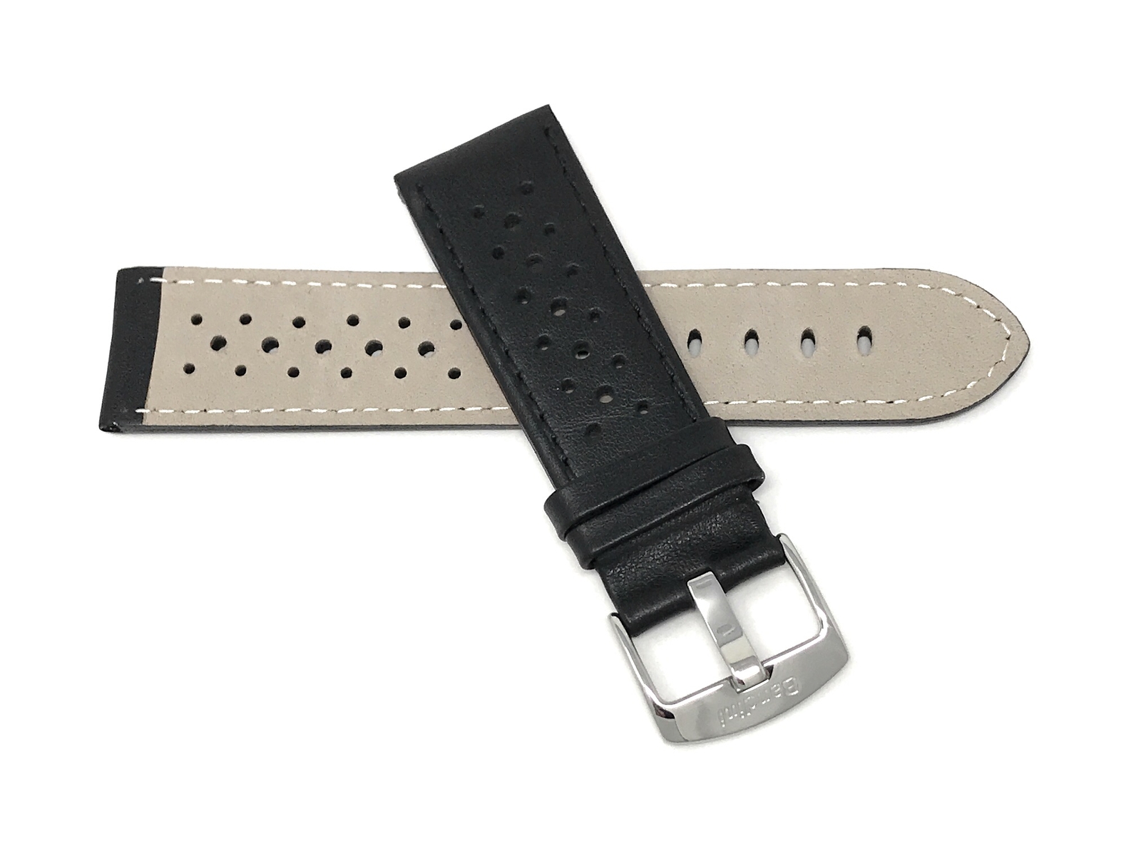 24mm Leather Rally Strap, Perforated Watch Band for Breitling Chronomat LMTD