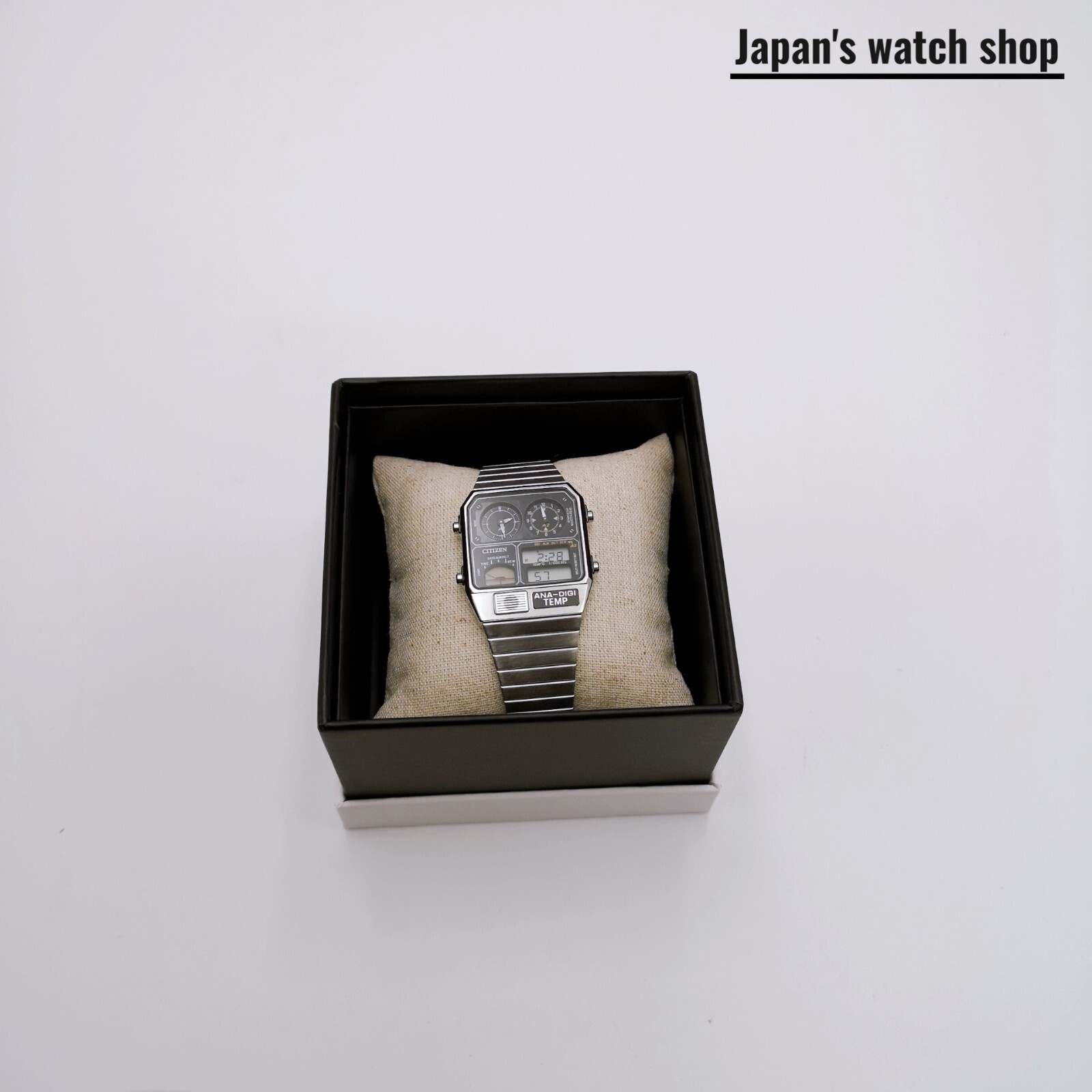 CITIZEN Ana-Digi Temp JG2101-78E Black Silver Reproduction Men Watch New in Box