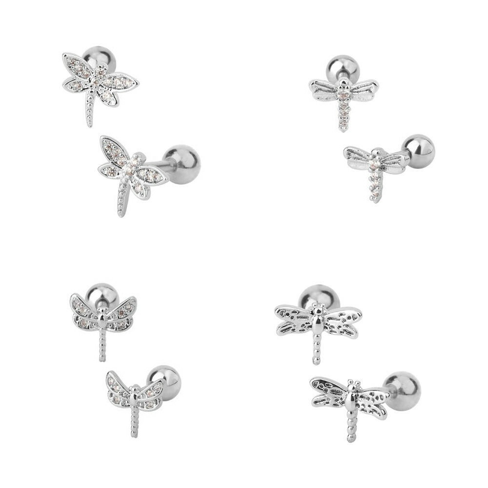 4 – Dragonfly 16 Gauge 1/4 Inch 316L Stainless Steel Tragus Helix Cartilage L221
