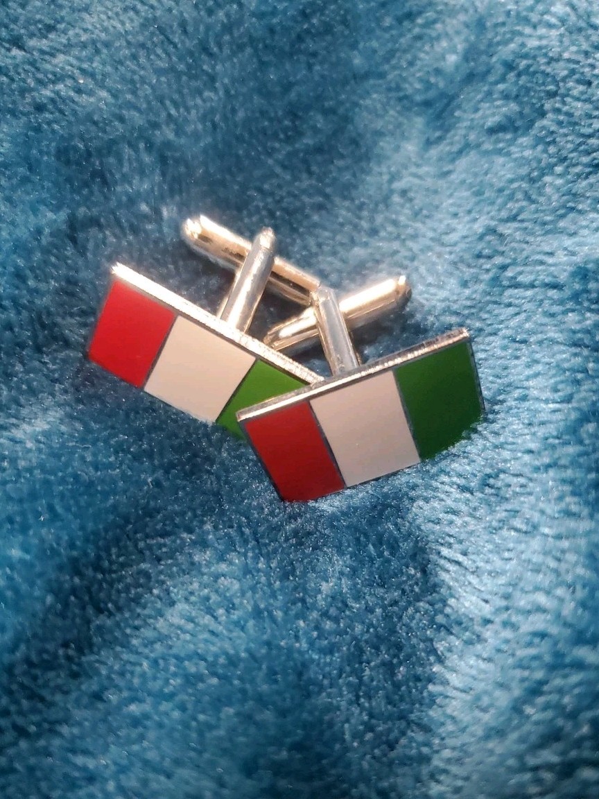 ITALY FLAG CUFFLINKS Italian Pride Patriotic Wedding Groom Fathers cuff links