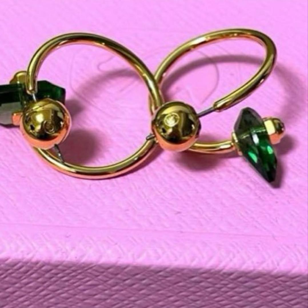 Swarovski Numina Asymmetric Green Earrings Genuine Used Very Good