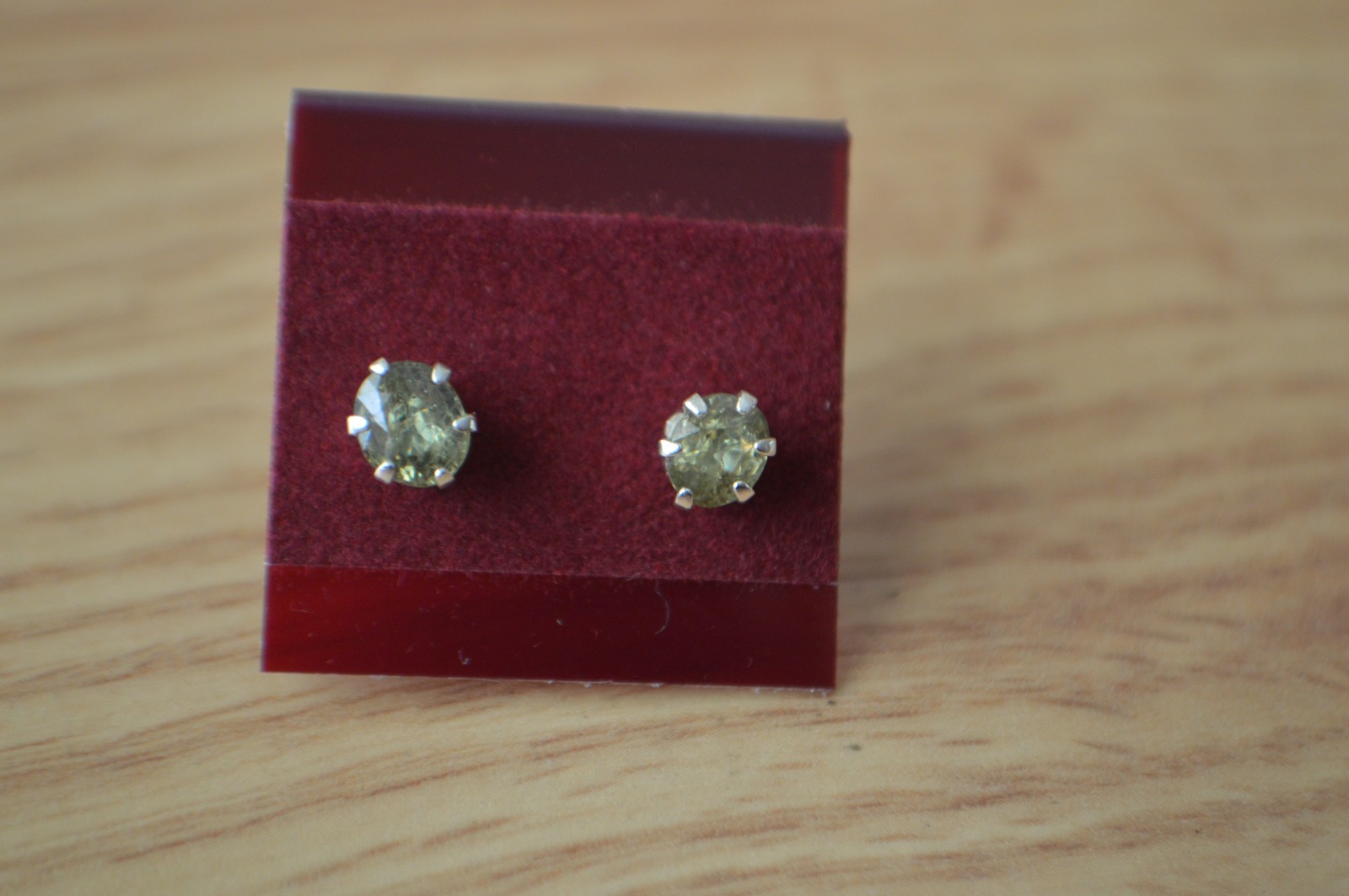 0.84ct Russian Demantoid Garnet Solitaire Earrings Fine Sterling Silver 5x4mm