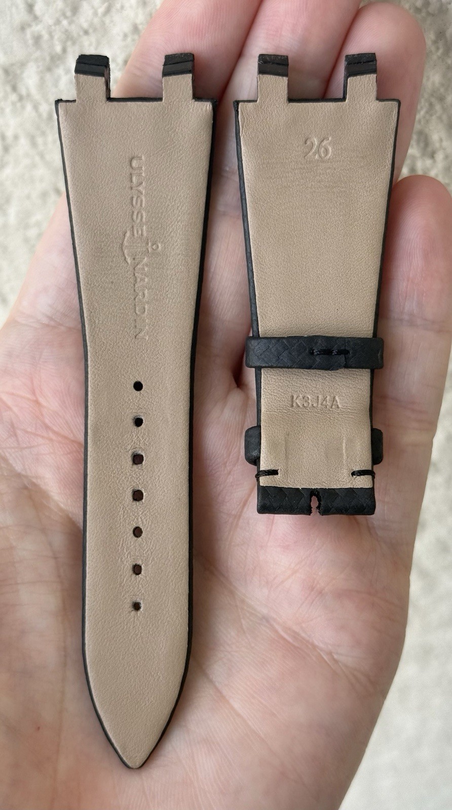 Ulysse Nardin Executive 26mm x 18mm Black Leather Watch Strap Band Authentic OEM