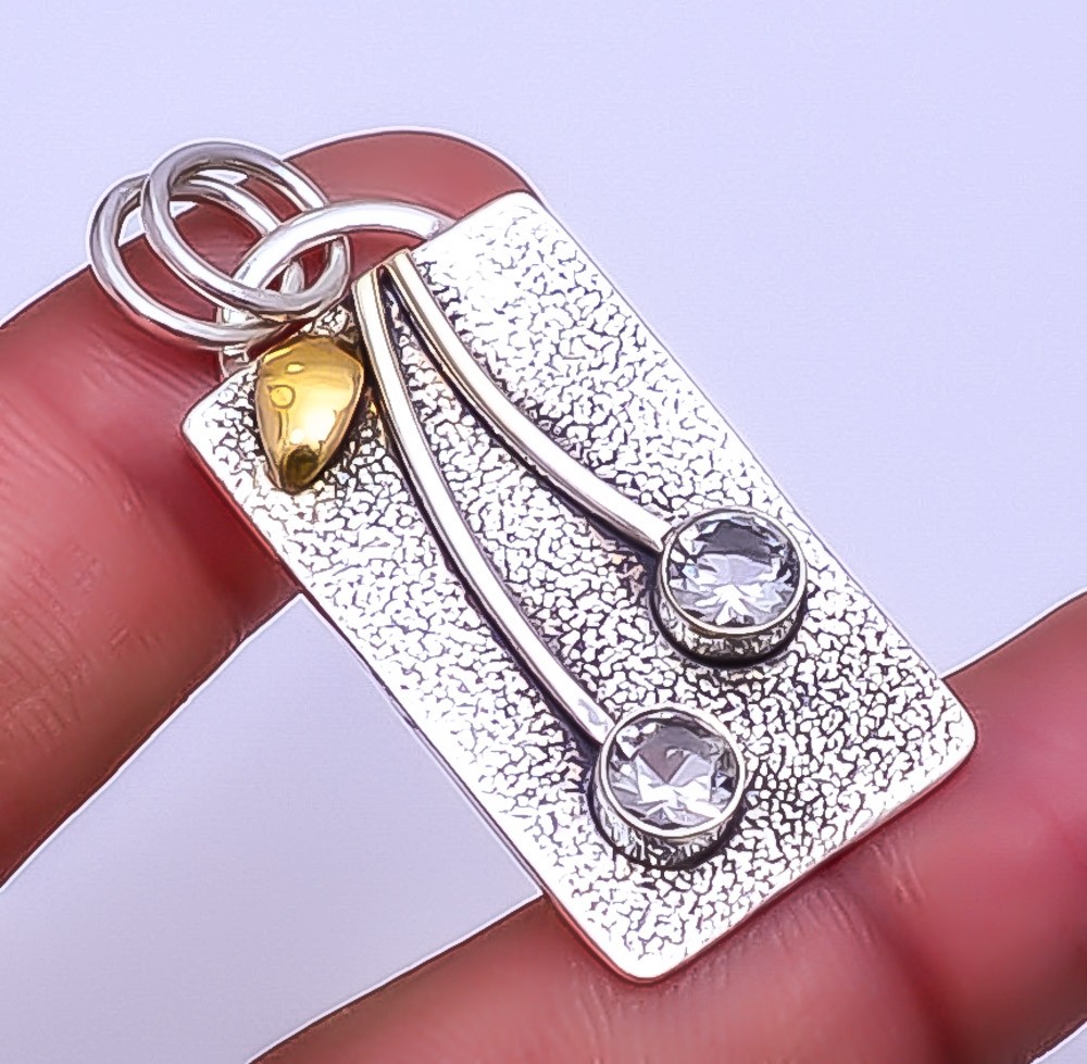 White Topaz Handmade 925 Sterling Silver Pendant 1.76″ P25813729, Christmas Gift