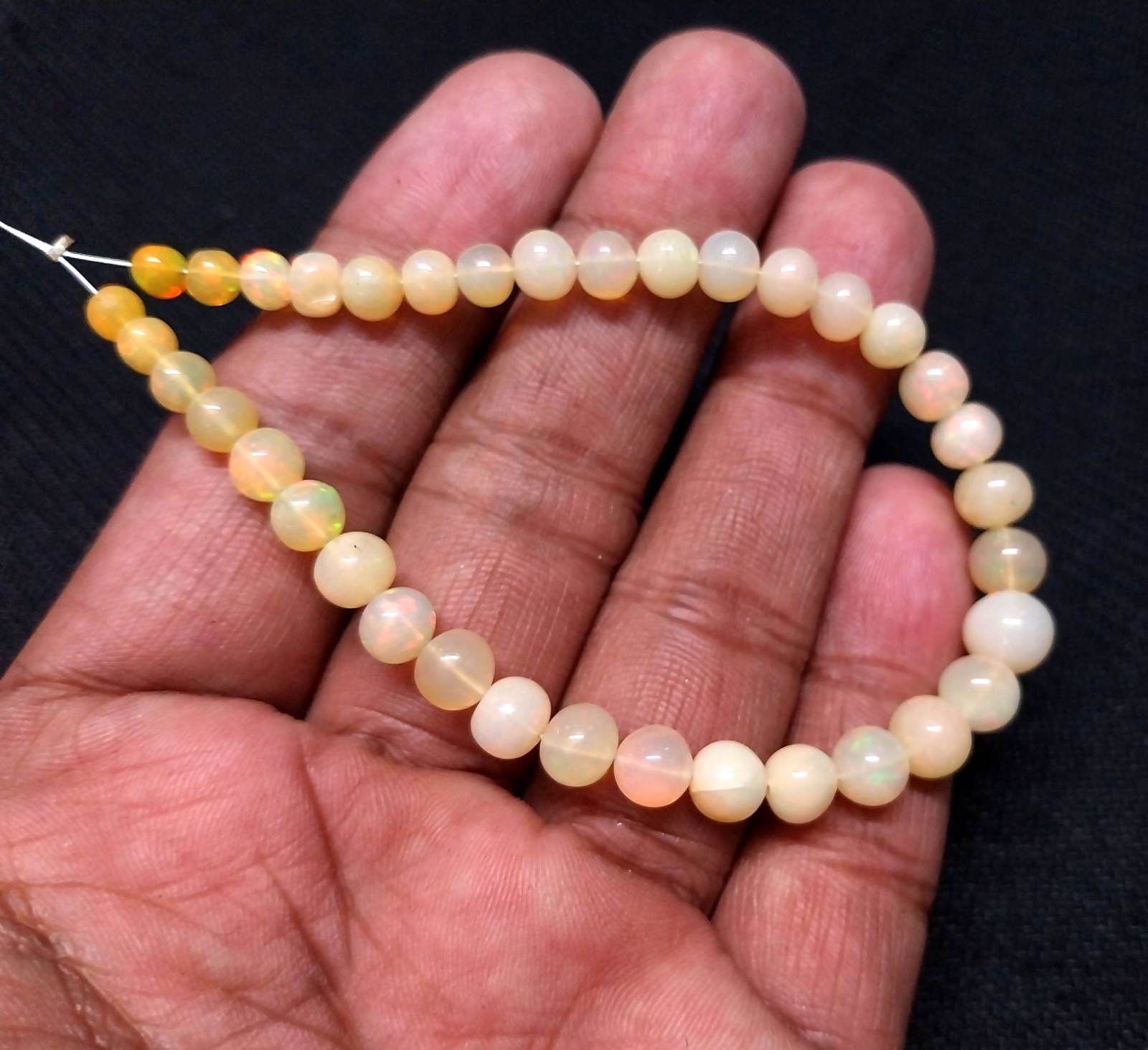 33 Carat 4.5 to 8 MM Natural Smooth Ethiopian Opal Ball Shape 8 inch Beads