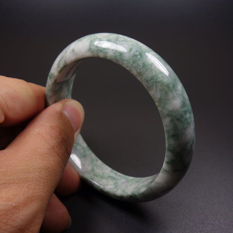 61mm Certified Grade A 100% Natural Green Jadeite Jade Bracelet Bangle Z07053