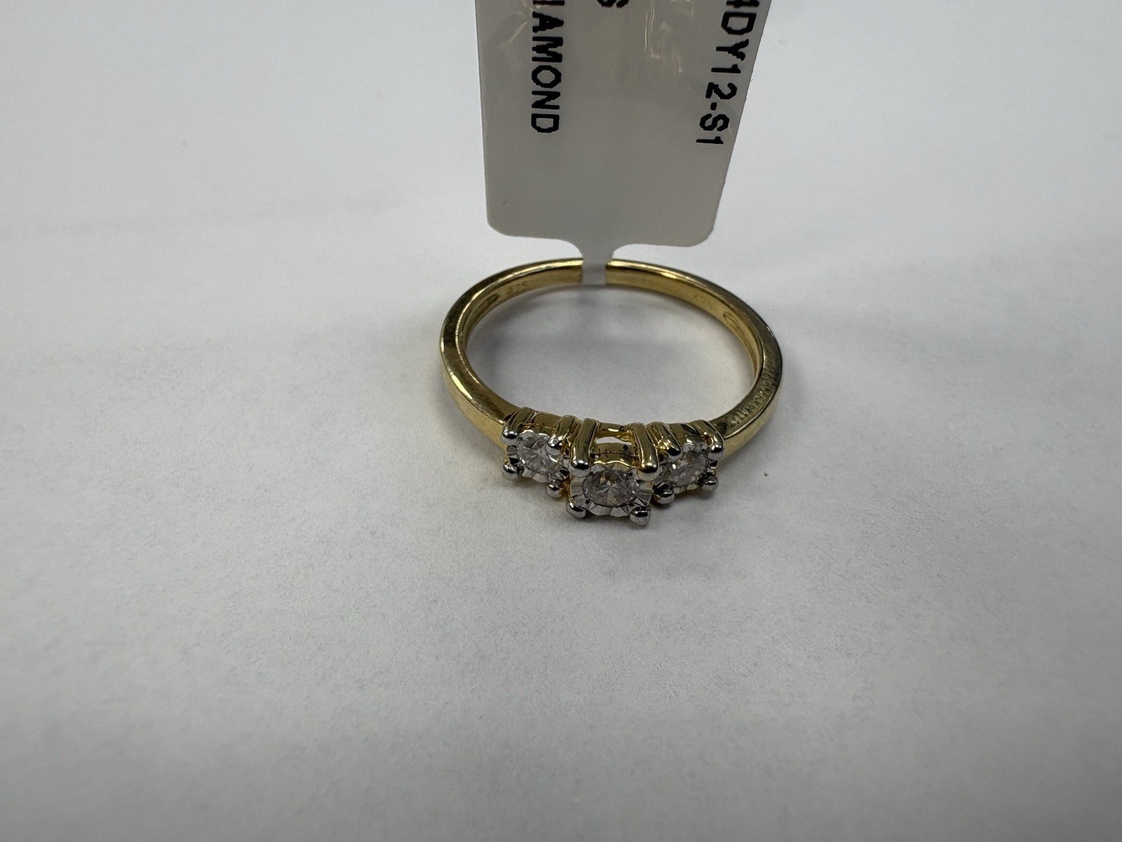 14k .999 sterling silver Gold plated Natural Round Diamond Ring 0.25ctw Sz 7