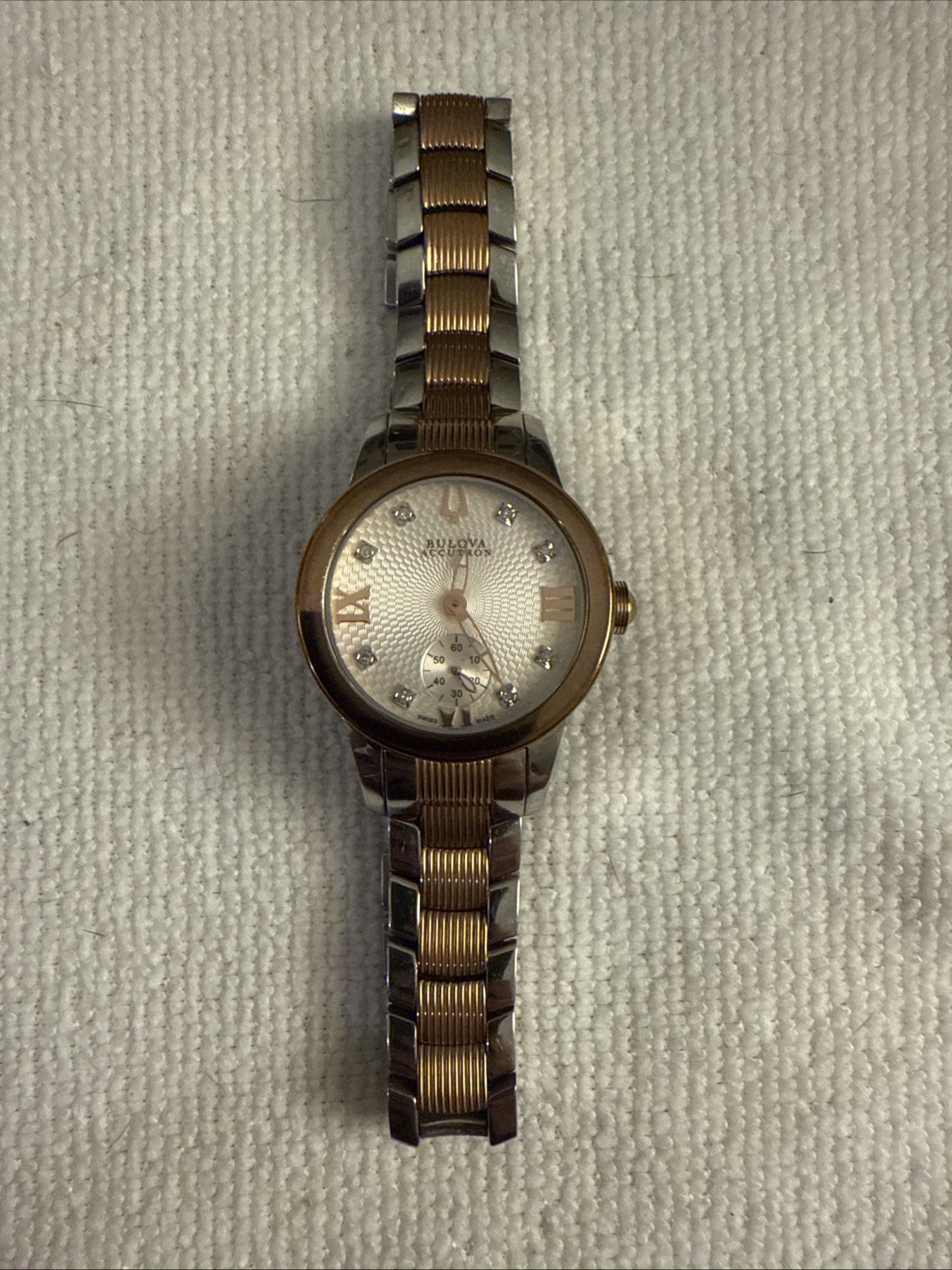 Swiss Made Bulova Accutron 65P100 Masella Diamond Accented Two-Tone Ladies Watch