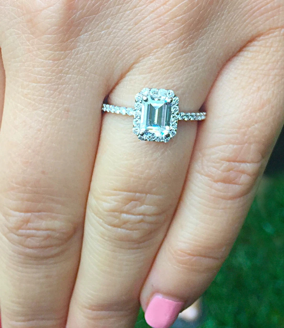 Certified Natural 1.50ct I/VS1 Emerald Cut Diamond Solid AAA 14K White Gold Ring