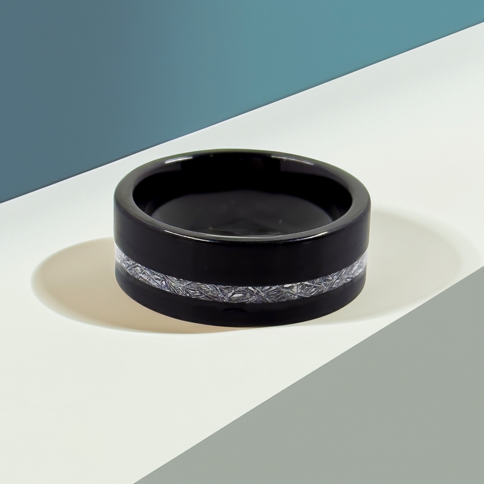 Tungsten Flat Edge Meteorite Ring – Silver, Gold, or Black – 6mm or 8mm